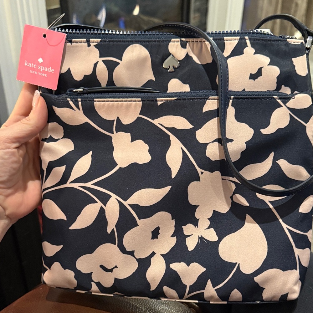 Kate Spade Navy and Cream Floral Crossbody Bag